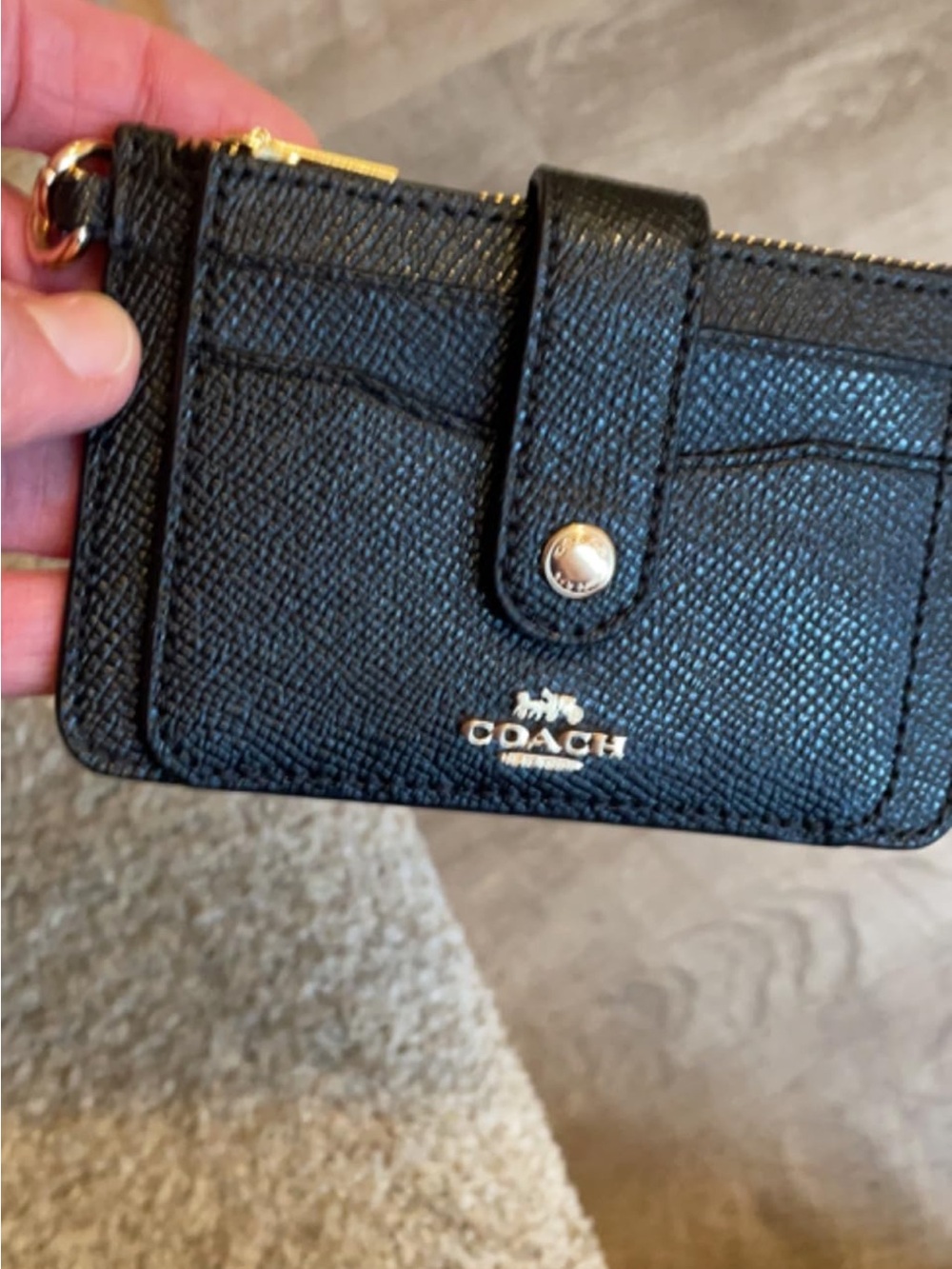 NWT Coach Black Card Holder with Gold Accents - Picture 5 of 5